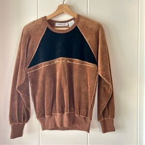 Sonia Rykiel Brown and Black Vintage Velour Crewneck Sweater size M